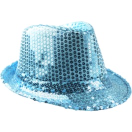 Descriptif du chapeau plastique HDF bords arrondis Paillettes bleu