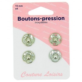 Boutons pression nickelés - 15 mm