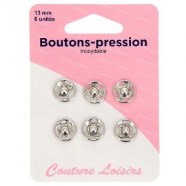 Boutons pression nickelés - 13 mm