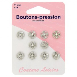 Boutons pression nickelés - 11 mm