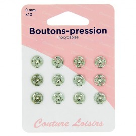Boutons pression nickelés - 9 mm