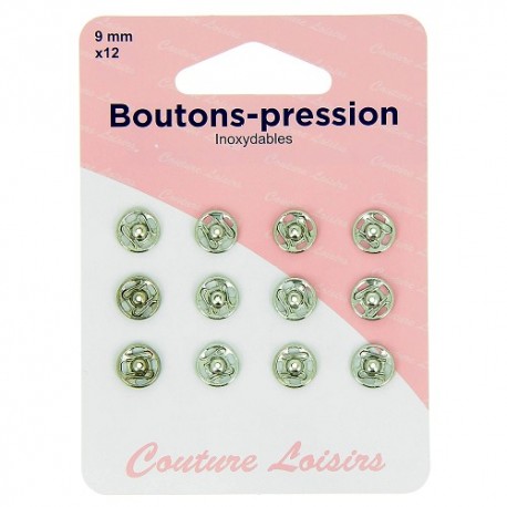 Boutons pression nickelés - 9 mm