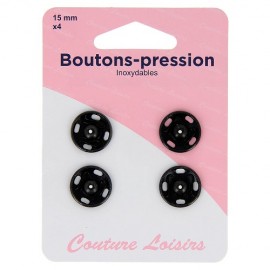 Boutons pression noirs - 15 mm