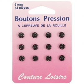 Boutons pression noirs - 6 mm