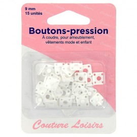 Boutons pression nylon blanc - 9 mm